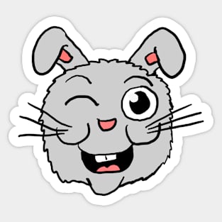 Winking Gray bunny Sticker